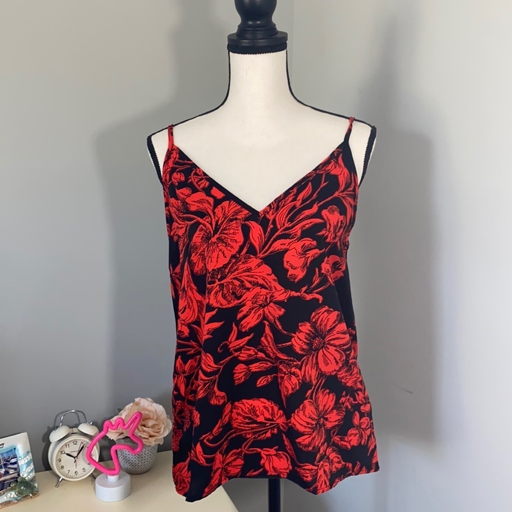 Black and Red Floral Tank Top
